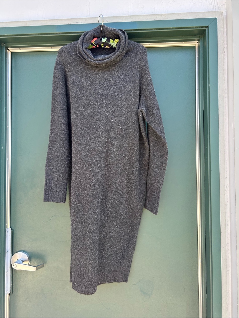Community Women's Charcoal Gray Cowl Neck Sweater Dress